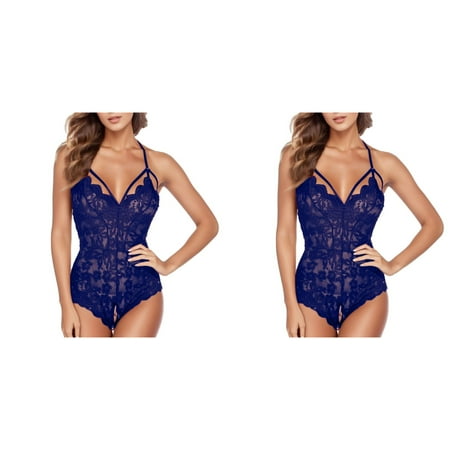 Wijhcboe 2 Pack Lace Lingerie plus Blackless Crotch Open Bodysuit plus Size Silk Lingerie for Women 3x Out Jumpsuit Women Lingerie Stockings Women Lingerie Waist Hollow Pajamas plus Size Lingerie fo