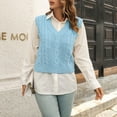 thumbnail image 4 of Aayomet Women Sweater Vest Sweater Vest Preppy Style Sleeveless Crop Knit Vest (Light Blue, L), 4 of 5