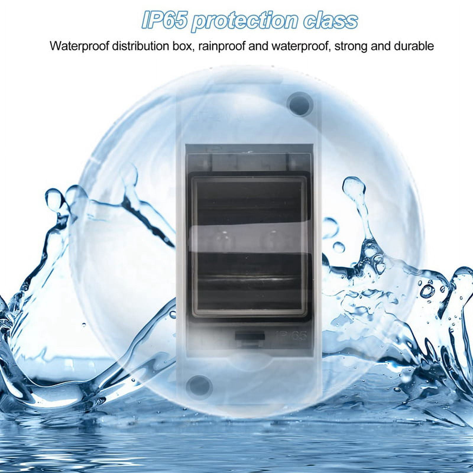 2 Way Distribution Protection Box, Waterproof Transparent Cover 2 DIN Rail Outdoor Distribution Junction Box 10Pcs