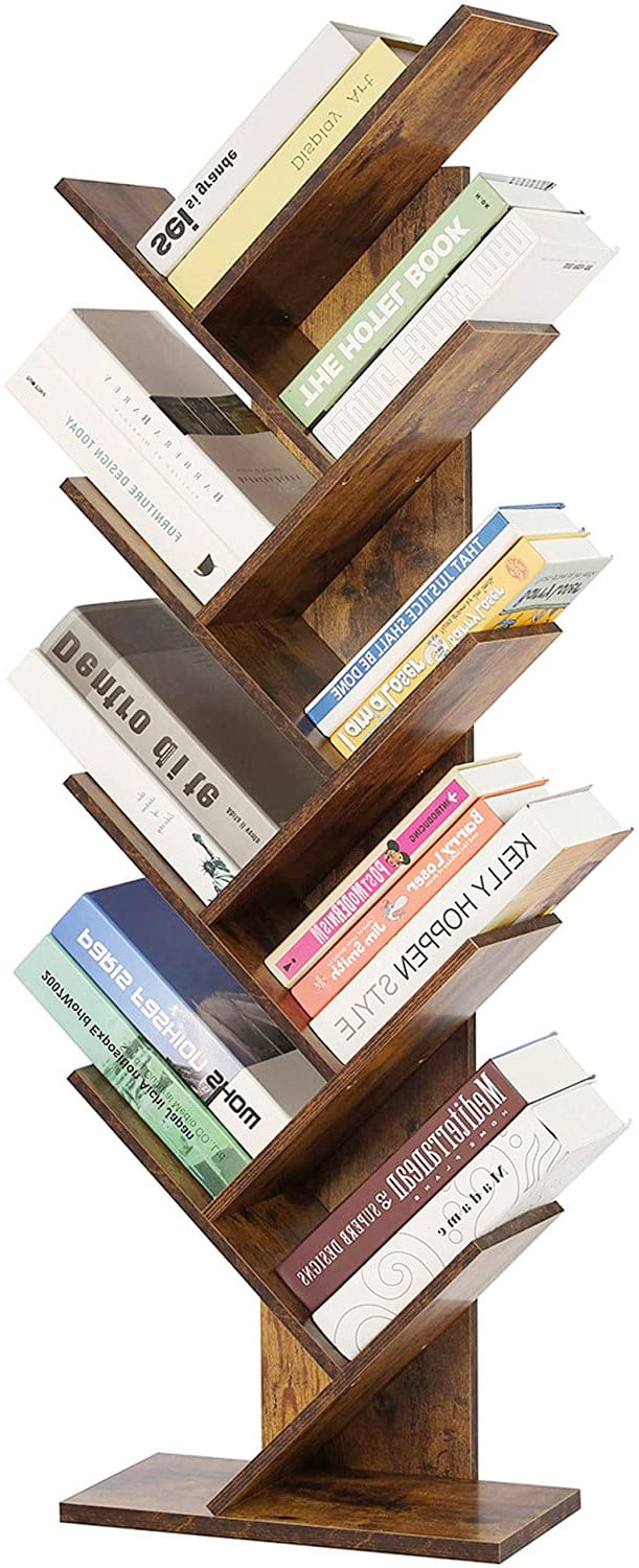 New 9-Shelf Tree Shape Bookshelf Floor Standing Bookcase Wooden Shelf Storage 