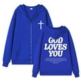 thumbnail image 4 of Men's Jesus Hoodie Loose Fit Zip Up Letter Print Long Sleeve Hoodies Casual Fall Winter Streetwear Hoodies for Men, 4 of 6