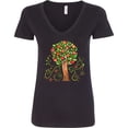 thumbnail image 3 of Inktastic Autumn Apple Tree Women's V-Neck T-Shirt, 3 of 5