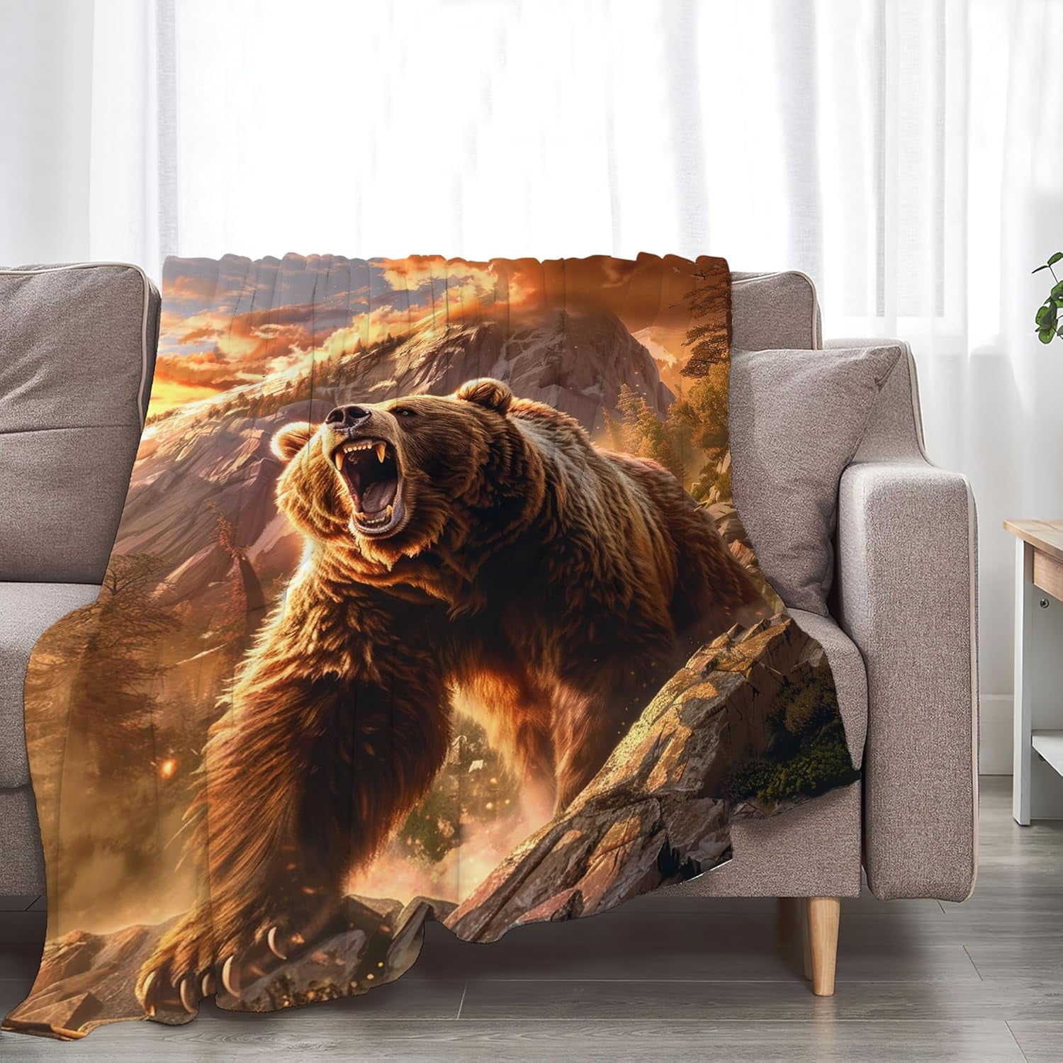Bear Blanket Animal Throw Blanket Bear Gifts and Decor Cabin Blanket for Girls Women Boys Men Soft Warm Cozy Fleece Blanket for Couch Sofa \u200bBed 80"x60"