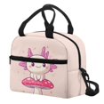 thumbnail image 3 of HUIACONG Cute Axolotl Lunch Tote Bag, Durable Detachable Strap Aluminum Film Material Insulated Lunch Tote for Daily School and Office Use, 3 of 10