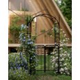 thumbnail image 5 of Pinypikaka 8 FT Garden Arch Arbor with Gate, Garden Archway for Wedding Ceremony Decoration, Steel Arbor Trellis for Climbing Plants, Roses, Vines, Arch Stand for Lawn, Patio, Backyard, 5 of 7