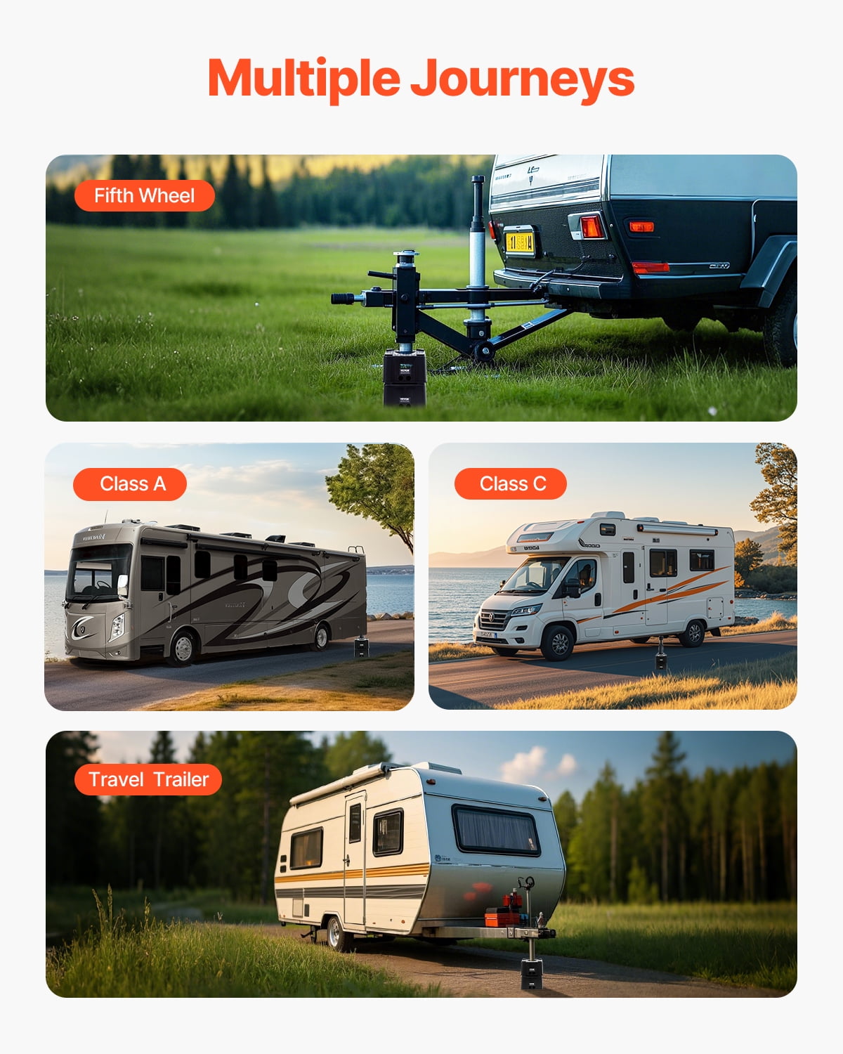 VEVOR Trailer Jack Blocks, 6" High Heavy Duty RV Leveling Blocks, Each with 6000 lbs Capacity, as RV Jack Stand, Stool, Camper Accessories, for Travel Trailers, 5th Wheels Class A/C Motorhomes