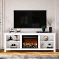 thumbnail image 2 of Modern TV Cabinet for TVs up to 65", Electric Fireplace TV Stand, Retro Farmhouse TV Stand with Fireplace and Storage, Media Entertainment Console Center for Living Room, Bedroom, White, D3213, 2 of 10