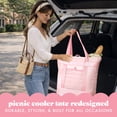 thumbnail image 3 of Fit + Fresh Insulated Grocery Tote Bag, Large Leak-Resistant Reusable Cooler, Pink Gingham, 3 of 6