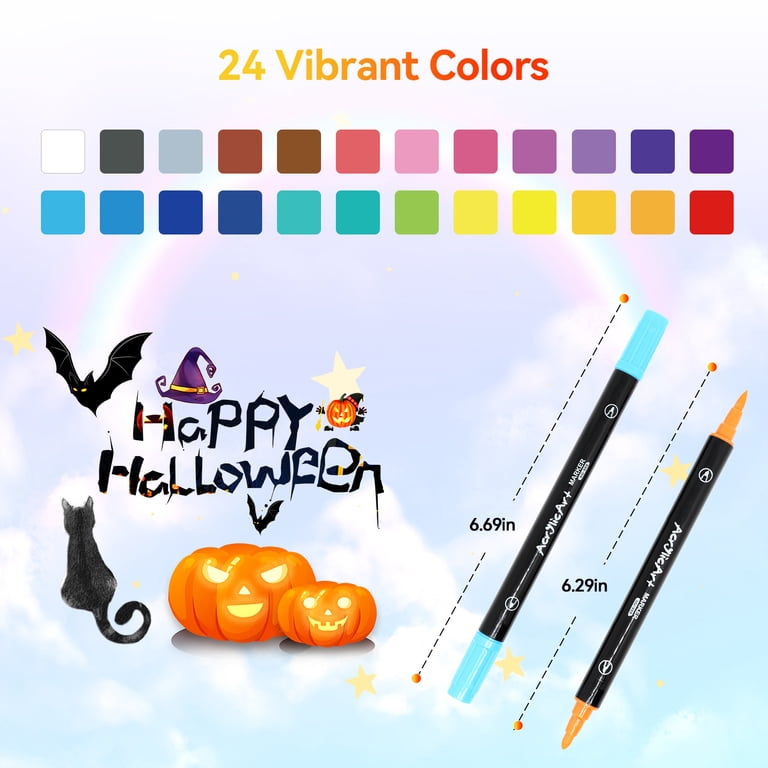 ASOVNXF 24 Colors Dual Tip Acrylic Paint Markers photo 5
