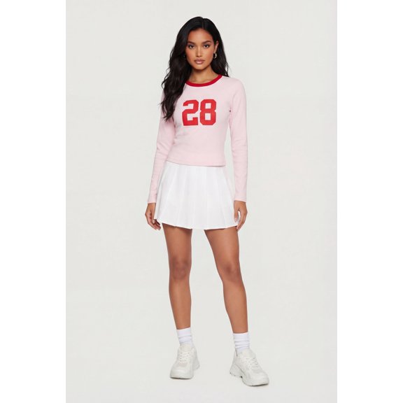 Women's 28 Graphic Long Sleeve Crew Neck Top