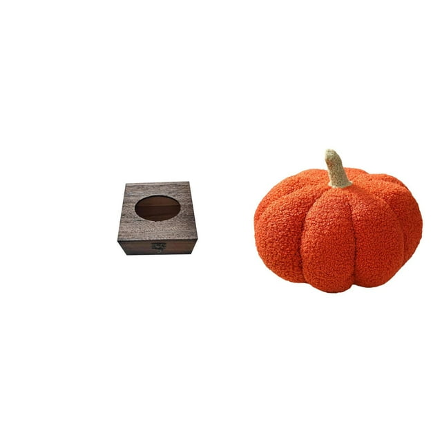 Organizador decorativo de madera con forma de calabaza para pañuelos de papel, ideal para baño, coche, hogar, Halloween, sofá, cojín o dormitorio.