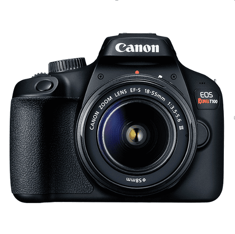 Canon EOS Rebel T100 Digital SLR Camera with 18-55mm Lens Kit, 18 Megapixel Sensor, Wi-Fi, DIGIC4+, SanDisk 32GB Memory Card and Live View Shooting