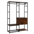 thumbnail image 5 of IVV Modern Wardrobe Organizer with Clothing Hanger Rod, 2 Drawers, Shoe Bench, Heavy Duty Metal Clothes Rack, Brown & Black, 5 of 8
