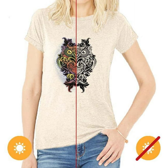 DelSol Women Crew Tee - Ornate Owl - Grey, 1 Pc T-Shirt (Medium)