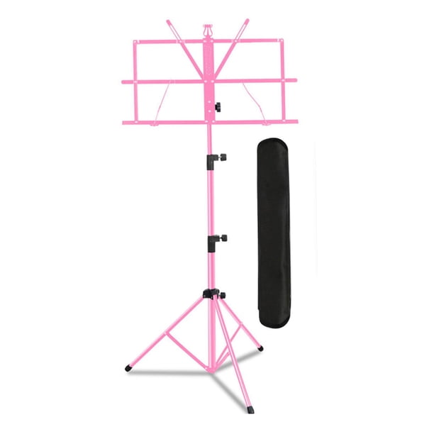 Atril para partituras, soporte sencillo para libros, ideal para músicos, actuaciones en escenarios y bandas musicales. Rosa