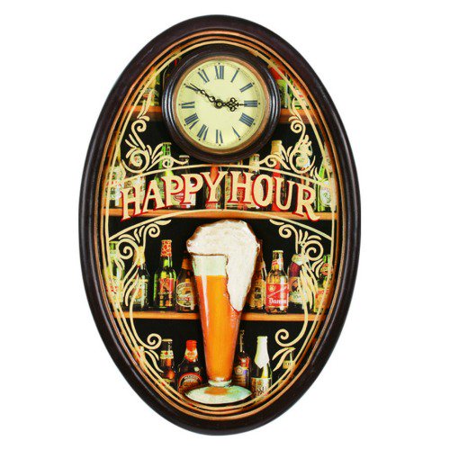 Wall Clock Happy Hour With Pub Style Sign