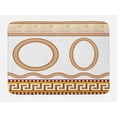 thumbnail image 1 of Greek Key Bath Mat, Ancient Fret Pattern in Oval and Circle Shapes Wavy Straight Borders, Non-Slip Plush Mat Bathroom Kitchen Laundry Room Decor, 29.5 X 17.5 Inches, Marigold Plum White, Ambesonne, 1 of 2