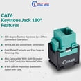 thumbnail image 2 of Cat 6 RJ45 Keystone Jack 180° Horizontal UTP Network Ethernet Tooless Green 25 Pack, 2 of 5