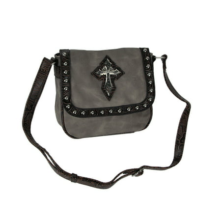Shoulder Bag with Studs, Gothic Cross, Textured Trim
