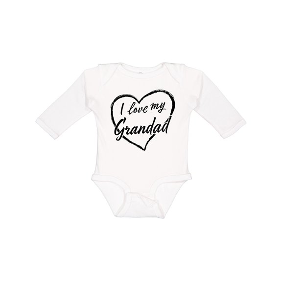 Inktastic I Love My Grandad in Black Chalk Heart Boys or Girls Long Sleeve Baby Bodysuit