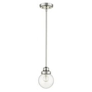 HomeRoots 398204 8.75 x 6 x 6 in. Portsmith 1-Light Polished Nickel Pendant