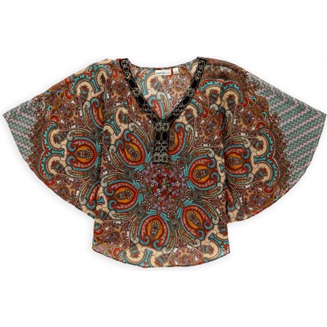 Blusa de Cachemira con Diamantes de Imitación John Paul Richard Naranja Pequeña Pullover