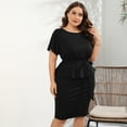 thumbnail image 2 of Yesfashion Women Plus Size Bodycon Elegant Midi Dress Peplum Business Office Sheath Cocktail Dress With Belt, 2 of 5
