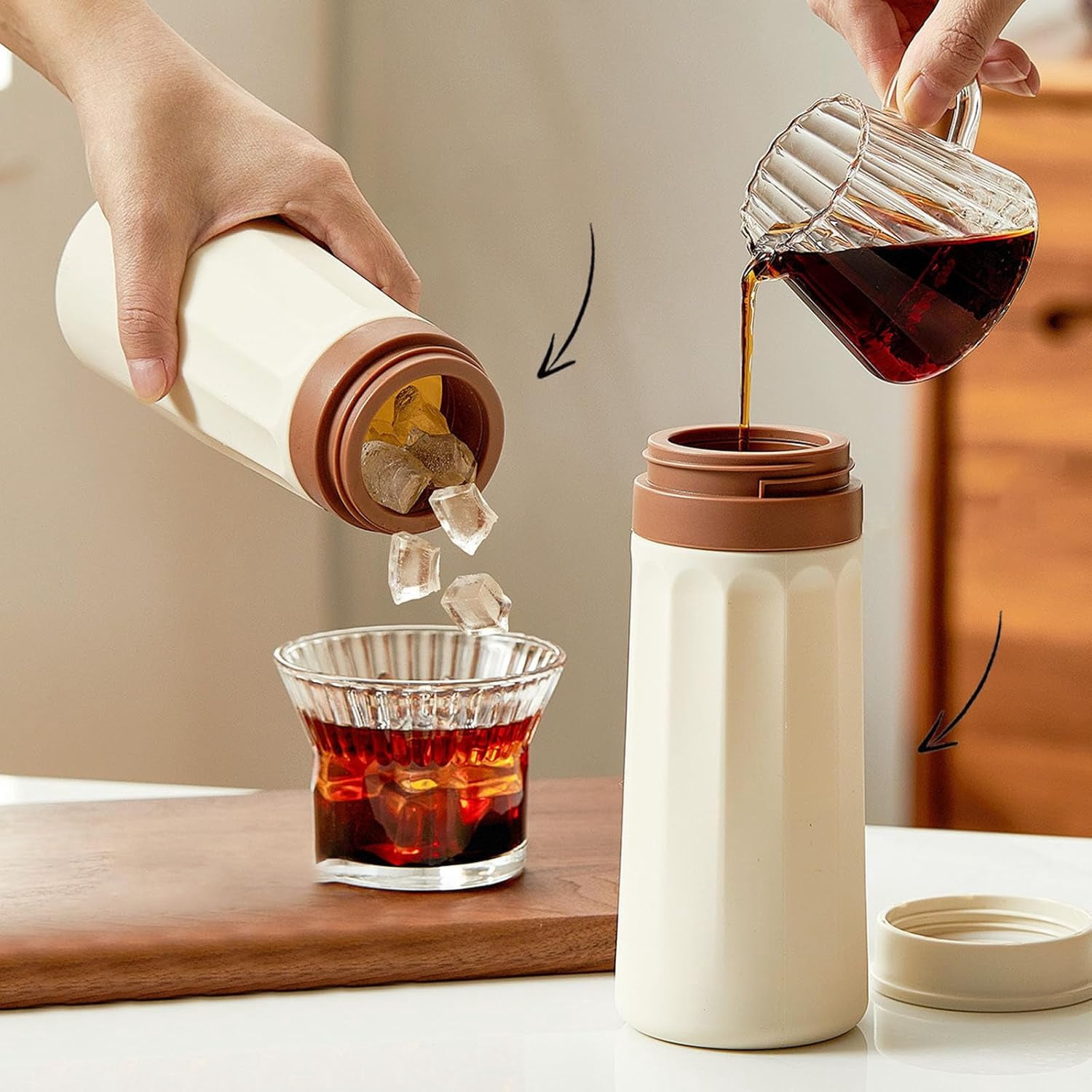 Silicone Ice Cube Tumbler 2-in-1 Portable Ice Tray Drinking Cup(White)