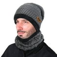 thumbnail image 2 of Morttic Winter Hat Scarf Gloves Set - Fleece Warm Knit Neck Warmer Wool Thermal Beanie Cap Outdoor Sport Ski Bike Mittens Men Women (Grey), 2 of 13