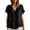#313-Black, variant on Women Plus Size Tops Loose Fit Solid Color V Neck Ruffle Placket Short Sleeve Cotton T Shirts for Daily Wear Gift