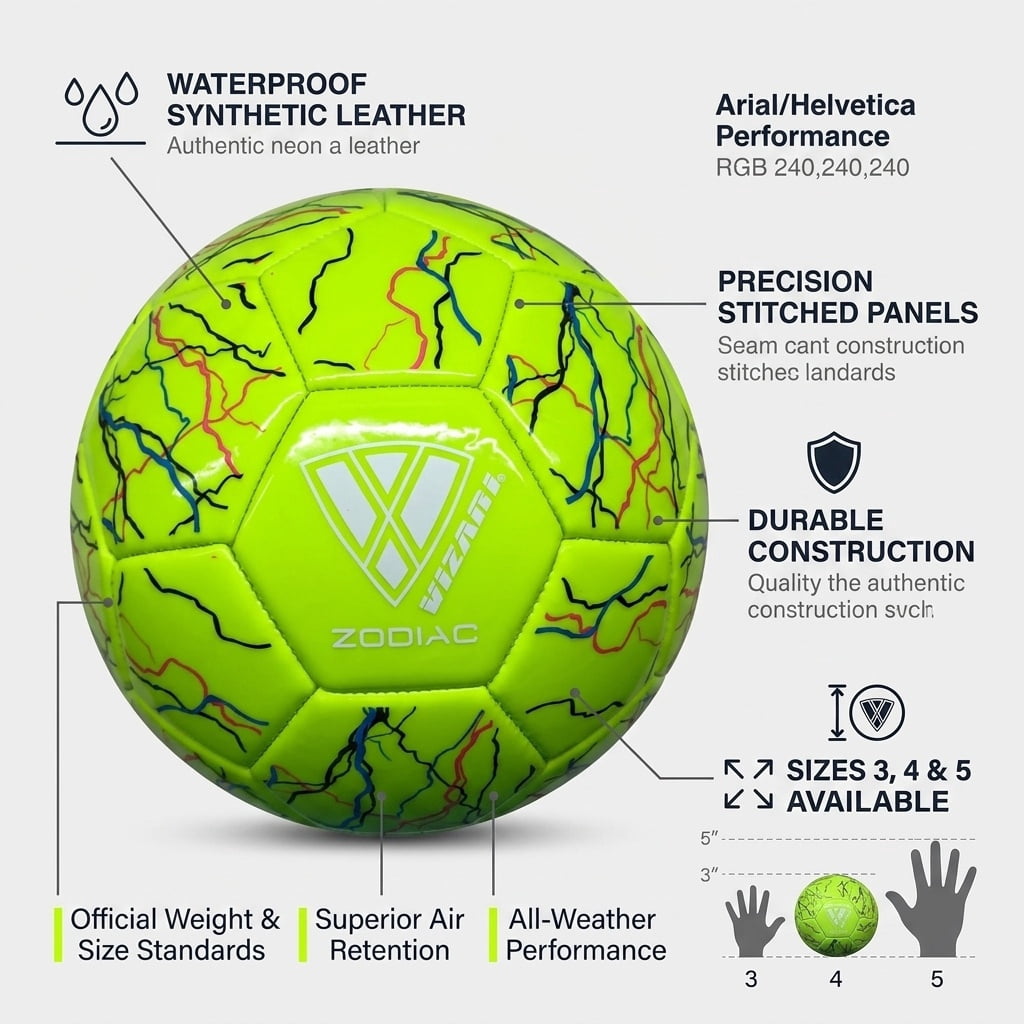 (6 pack) Vizari Zodiac Soccer Ball | Sizes 3, 4, 5 | Durable Waterproof Synthetic Leather | For Youth & Adults - GREEN, 5