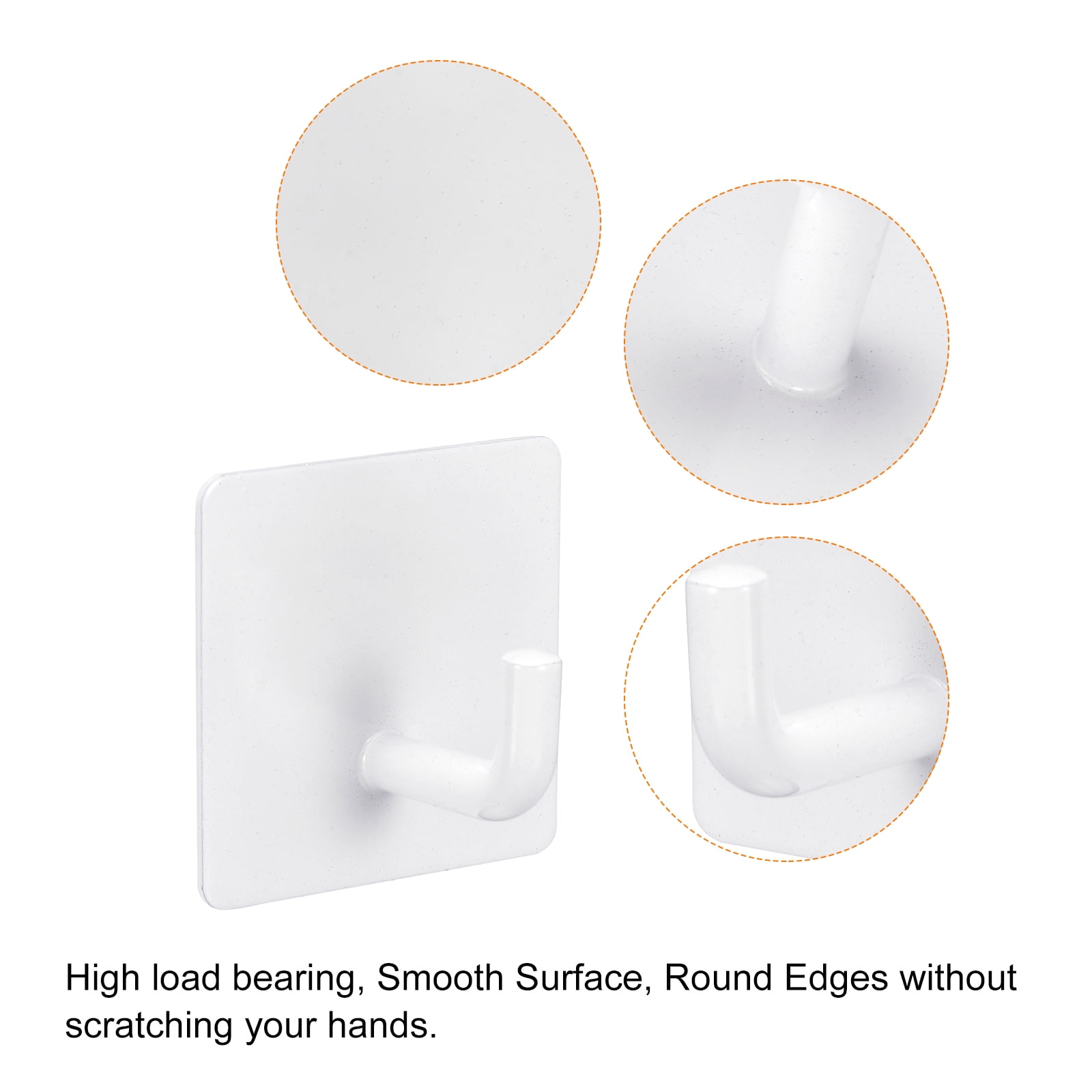 Unique Bargains Self Adhesive Wall Hooks 304 Stainless Steel Sticky Hook Hanger White