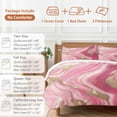 thumbnail image 6 of Pink Gradient Marble Bedding Duvet Cover Set Twin Size 4 Pieces Gold Foil Modern Abstract Bedding Set with Zipper Closure, 1 Comforter Cover 68x86 Inches 1 Flat Sheet & 2 Pillow Cases, 6 of 7