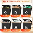 thumbnail image 4 of 100L Recycling Bin with Lid for Home & Kitchen – 26-Gallon Large Indoor Trash Container, 2 Removable Reusable Bags for Sorting Bottles, Cans, Glass & Plastic (Grey), 4 of 8