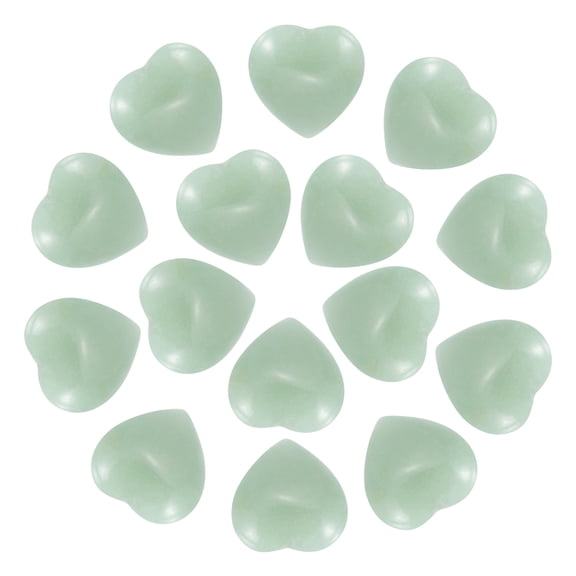 Uxcell 15 Pcs Natural Heart Shaped Crystal Stone, 0.6 Inch Mini Polished Love Gemstone Crystal, Pocket Rock Engraved Worry Stones for Women Gifts Meditation, Emerald Green