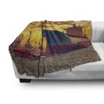 thumbnail image 3 of Nautical Soft Flannel Fleece Blanket, Giant Transportation Ship Escorting Tugs Leaving Port City Water at Sunset Marine, Cozy Plush for Indoor and Outdoor Use, 50" x 60", Multicolor, by Ambesonne, 3 of 6