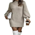 thumbnail image 2 of Solid Color Turtleneck Mini Party Dress for Women, 2 of 7