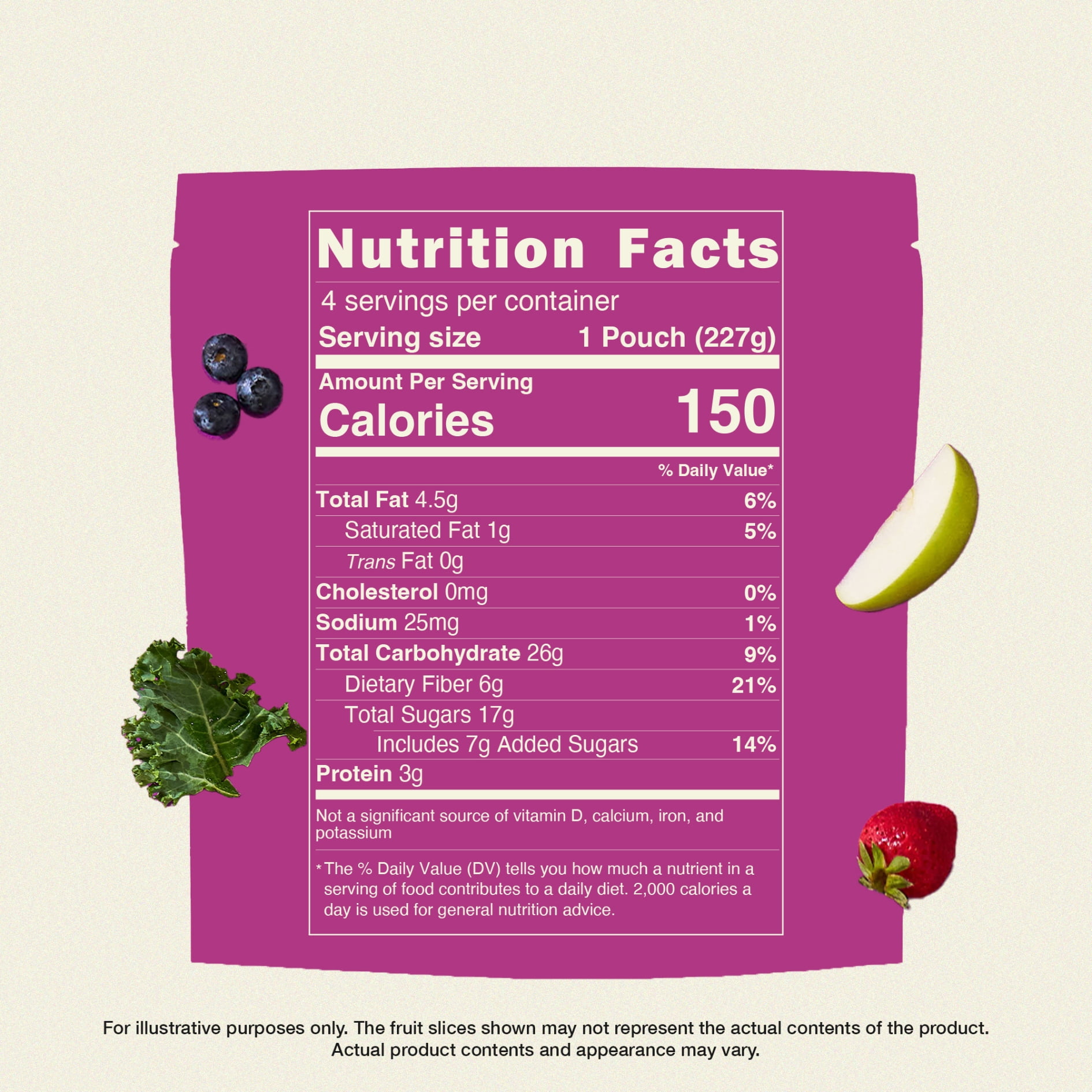 Campoverde Frozen Fruit & Veggie Smoothie Mix, Acai Energizing Power, 4 Pre-Portioned Packs, No Added Sugar, 32 oz