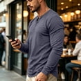 thumbnail image 5 of Domuza Mens Long Sleeve Henley Shirt Lightweight Quarter Button Pullover Casual Fashion Top for Fall Gray L, 5 of 7