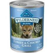 Blue Buffalo Wilderness High Protein Grain Free, Natural Puppy Wet Dog Food, Turkey & Chicken Grill 12.5-oz can (pack of 12)
