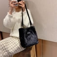 thumbnail image 4 of Convenient Elegant Leopard Cow Plush Office Women Shoulder Bags Korean Messenger Bags Worker Tote Handbag Shopping Bag BLACK, 4 of 8