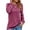 Purple Red, variant on Pleated Womens Blouses Crewneck Long Sleeve Shirts Casual Dressy Tunic Tops