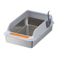 thumbnail image 2 of lionlar Cat Litter Box Cat Sand Box Heightened Fence Anti Splashing Kitty Litter Pan Light Gray, 2 of 9