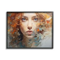 Stupell Industries Abstract Splatter Portrait Abstract Painting Black Framed Art Print Wall Art, 20 x 16