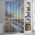 thumbnail image 3 of Ocean Waves Fabric Shower Curtain Blue SKy Cloud Beach Washable Shower Curtains for Bathroom, Waterproof Bath Curtain with Hooks Home Decor 72x84in, 3 of 8