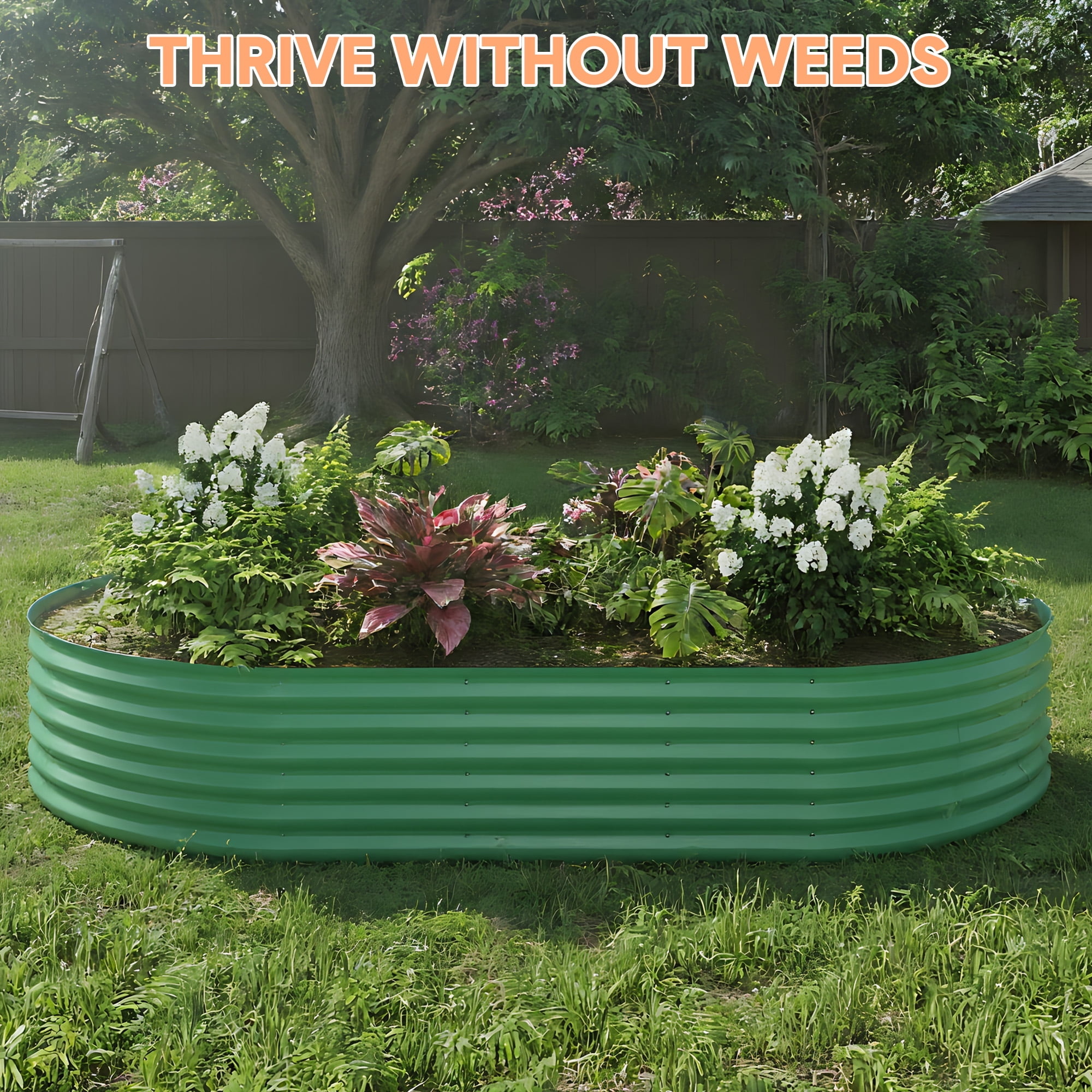 Galvanized Raised Garden Bed Outdoor, 8x4x1.5 ft Metal Planter Box for Flowers Vegetables, Rust-Resistant Raised Garden Beds for Gardening, Easy Assembly Outdoor Garden Box & Planters, Green