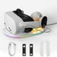 thumbnail image 1 of Base de carga para Meta Quest 3S, correa para la cabeza VR y mando Carga rápida con 2 pilas recargables de 1800 mAh, iluminación RGB, soporte de carga magnético VR, 1 of 8