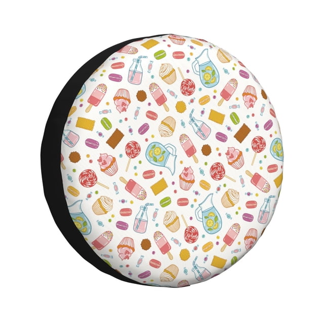 Fotbe Dessert Funda de Llanta de Repuesto con Estampado, Engrosada, Ajuste Universal para Jeep, Remolque, RV, SUV, Camión-14 inch