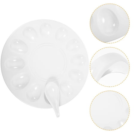 FRCOLOR  Shrimp Slider Tray Serving Trays with Handles Utensils White