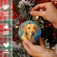 thumbnail image 4 of Round Christmas Ornament Ceramic Keepsake Holiday Christmas Decoration 2.95in - Yellow Labrador With Gentle Eyes, 4 of 6
